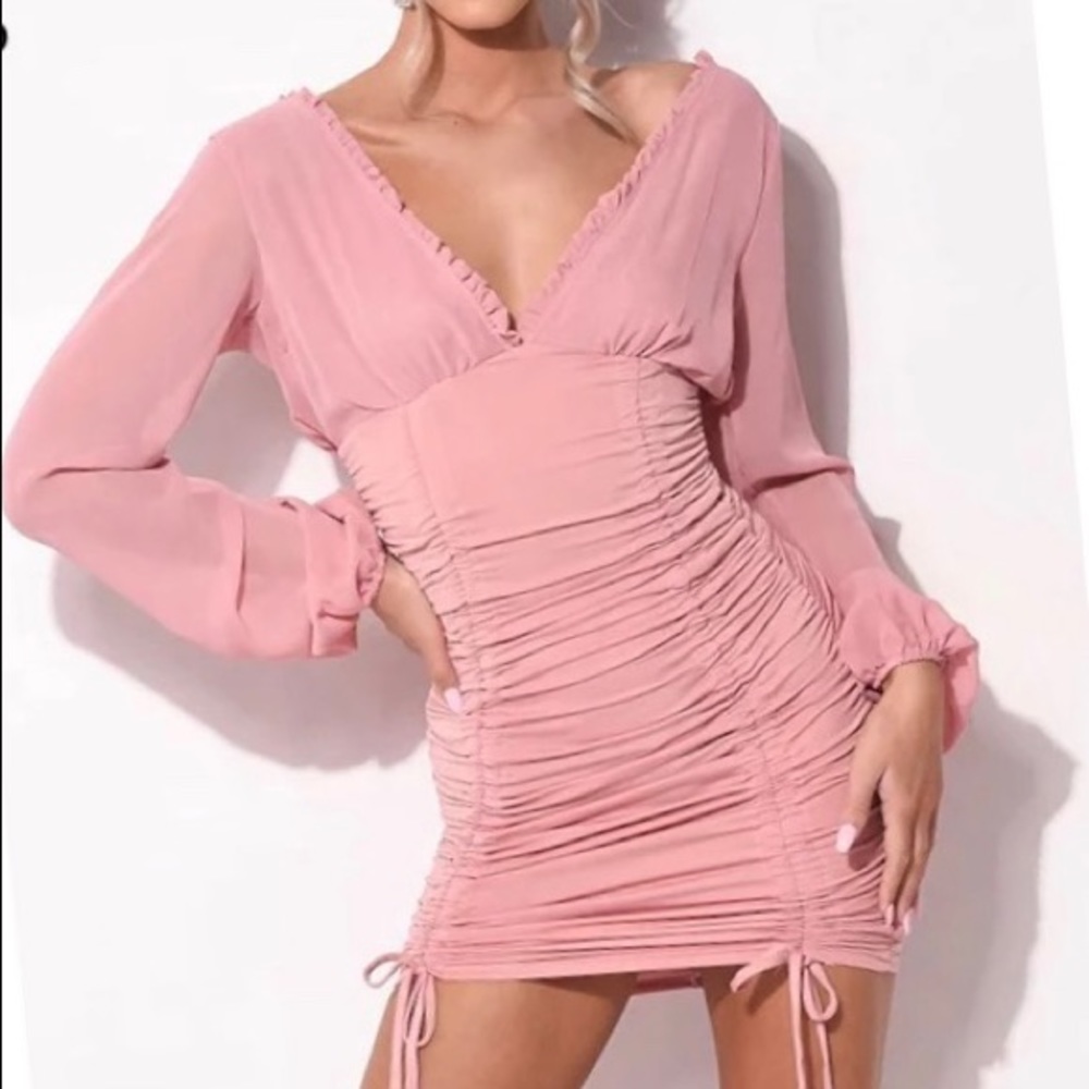 V neck mini dress